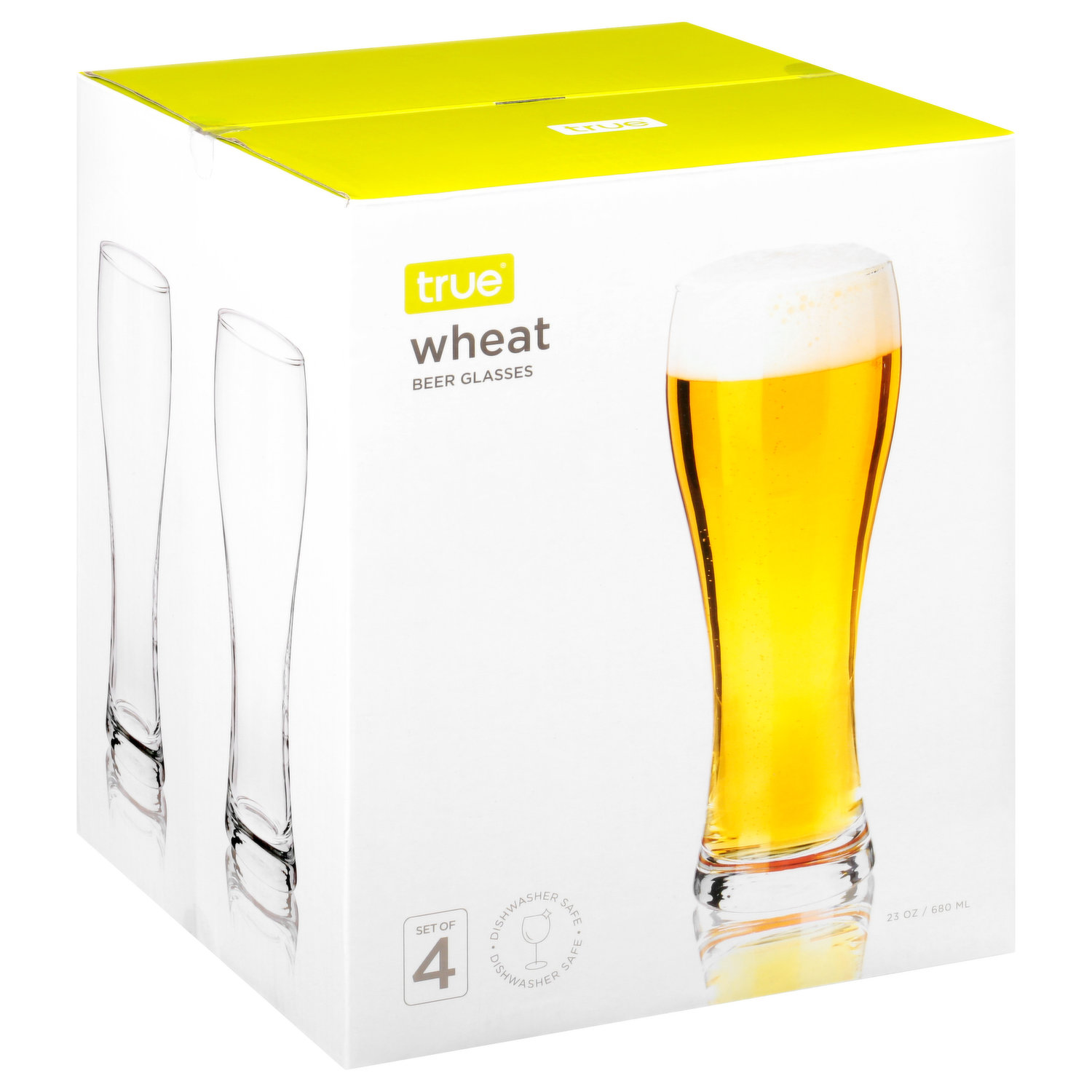 True Beer Glasses, Wheat, 23 Ounce - 4 beer glasses