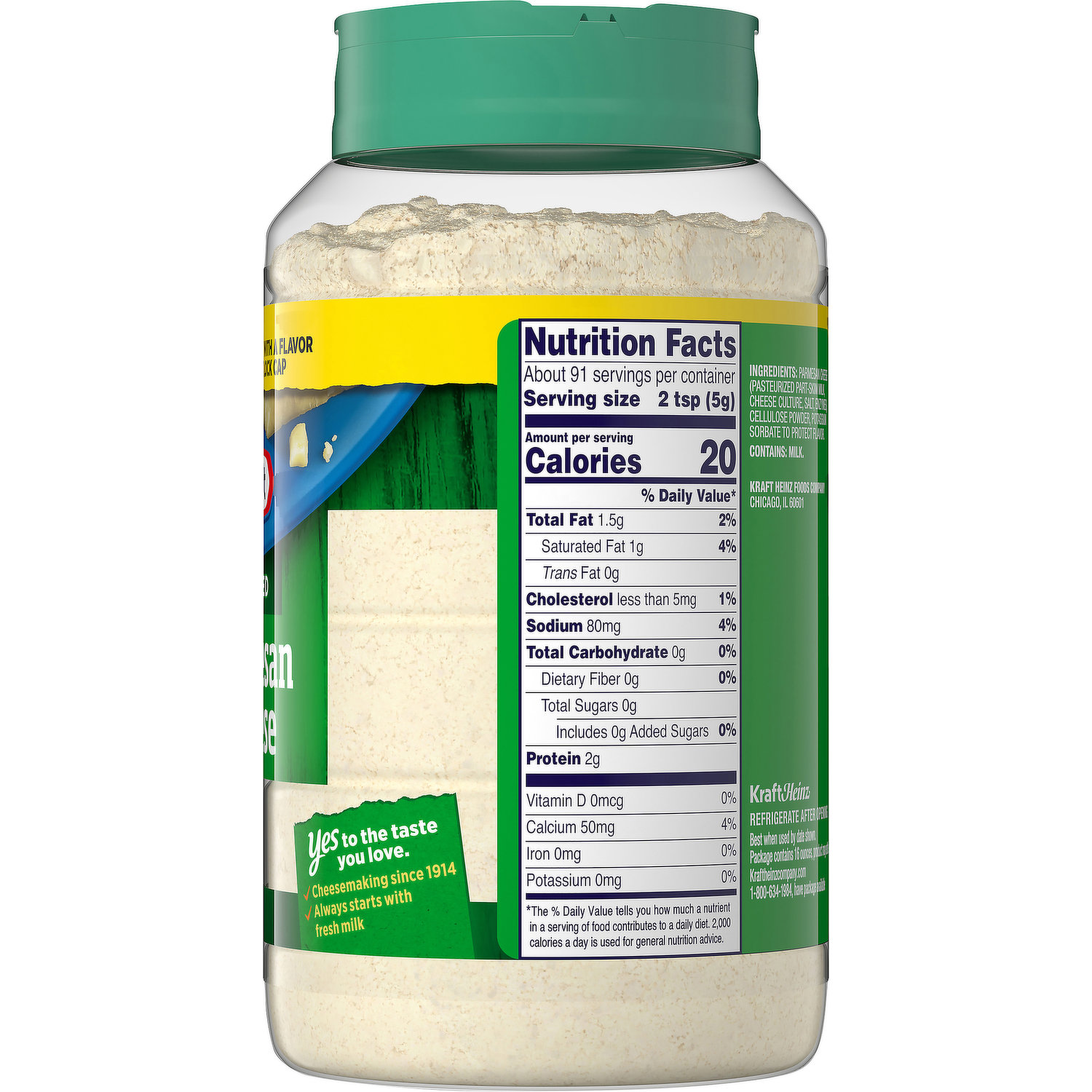 Kraft Parmesan Cheese Nutrition Label