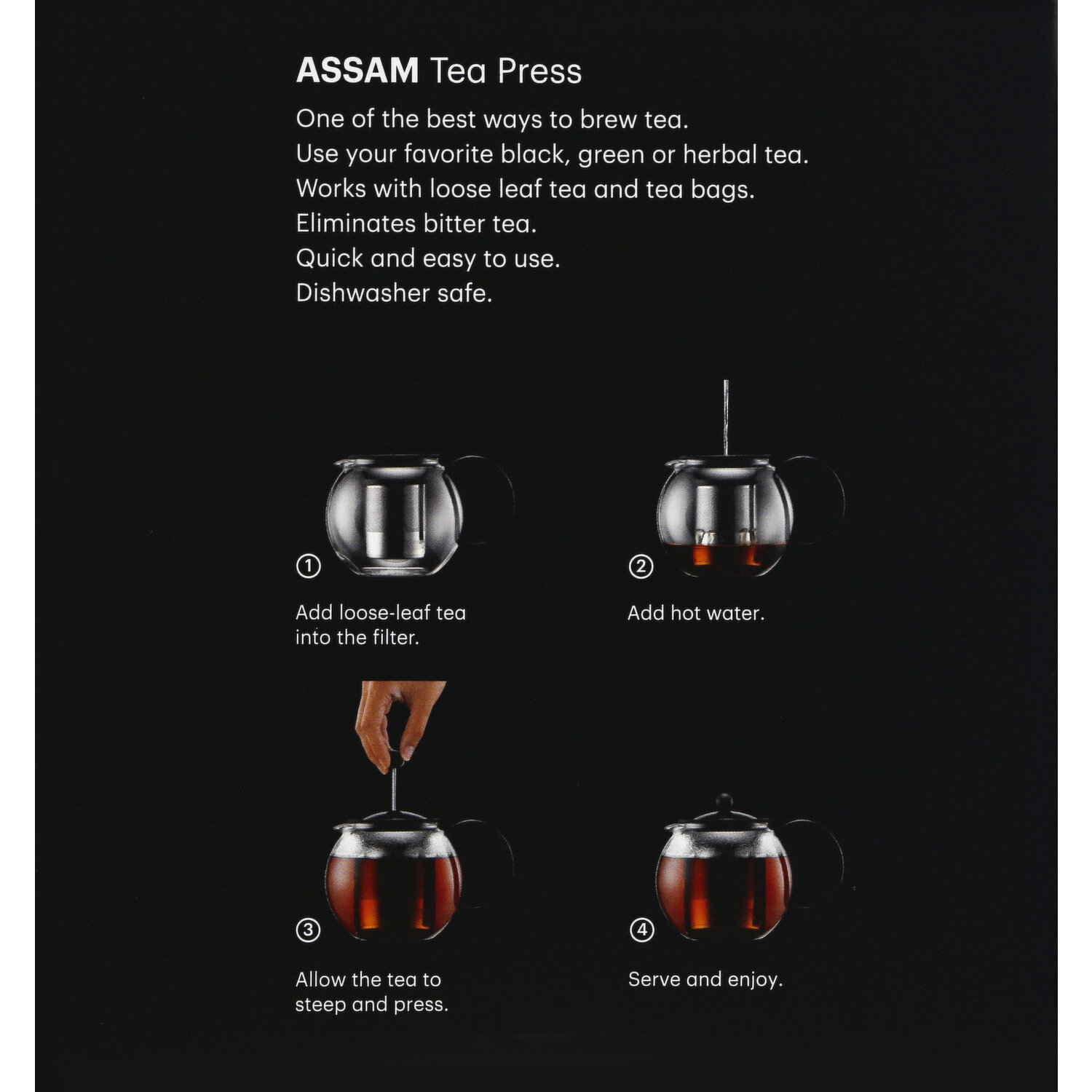 Bodum Assam Tea Press with Stainless Steel Filter, 34-Ounce