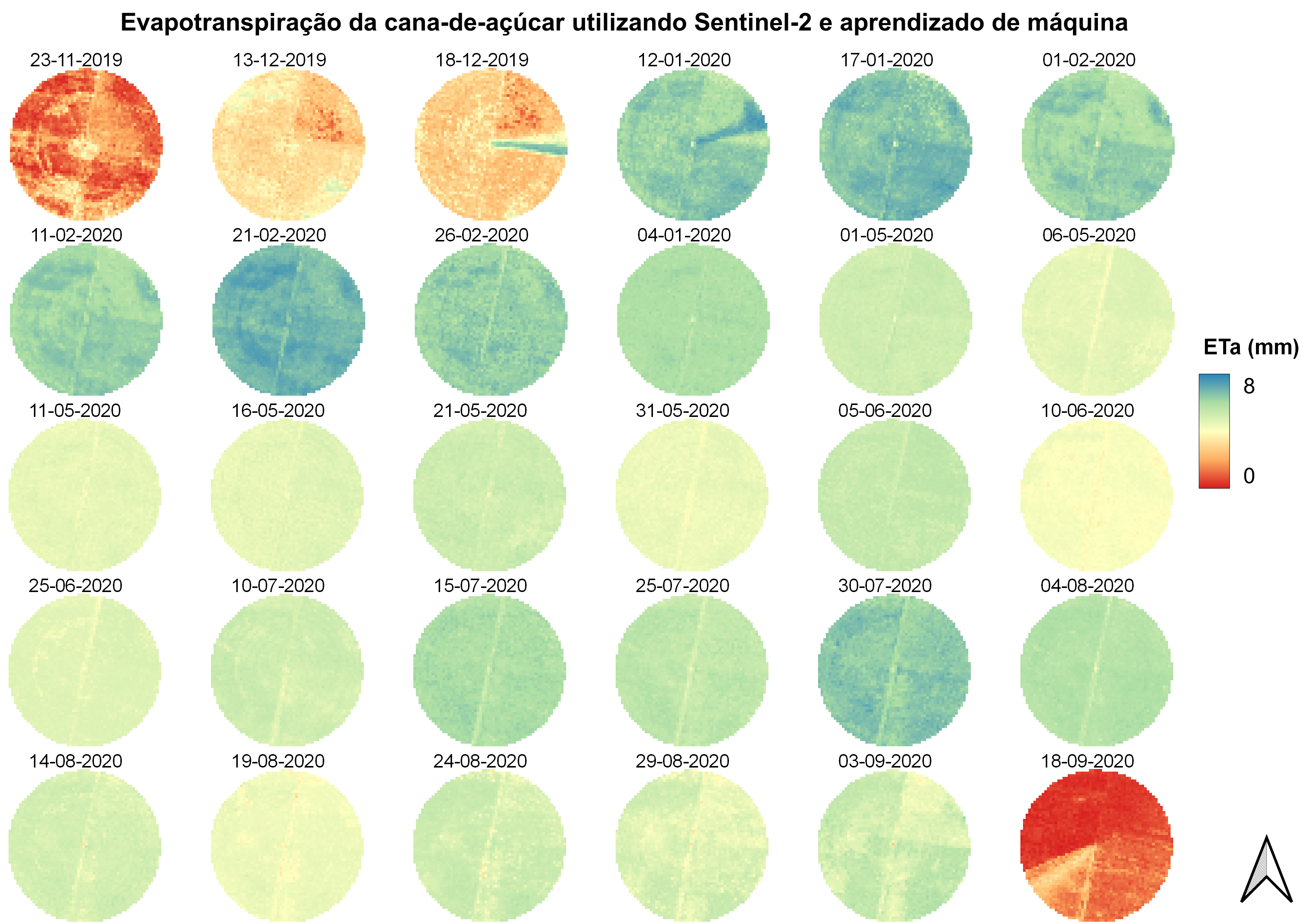 Evapotranspiração atual (ETa) da cana-de-açúcar a partir do Sentinel-2 com 20 metros de resolução espacial e aprendizado de máquina