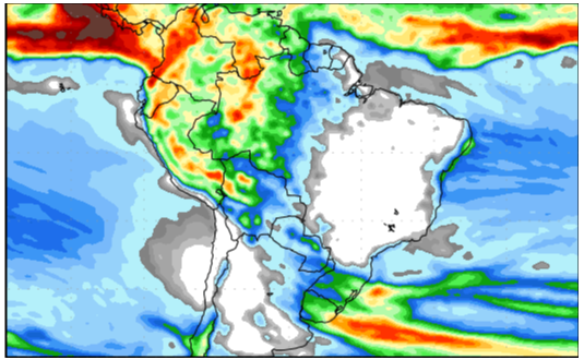 Figura 2: previsão de chuva para a 2ª semana (19/09/2023 a 27/09/2023); fonte: GFS