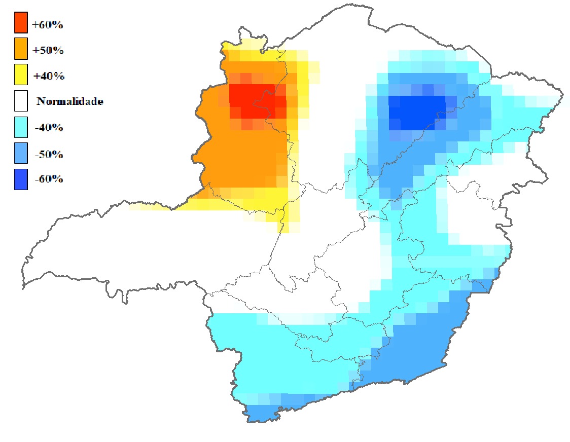 Figura 3 - Probabilidade de ocorrência de temperaturas para o trimestre junho, julho e agosto 2022. Elaborado com base nos dados COPERNICUS que se destaca como um serviço operacional voltado para Mudanças Climáticas gerido pela Comissão Europeia.