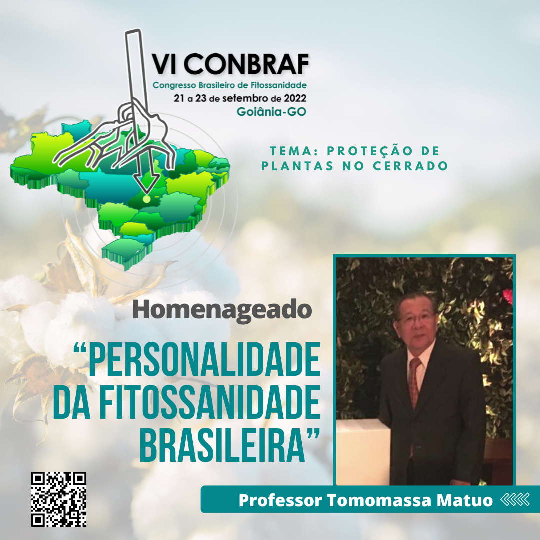 VI Congresso Brasileiro de Fitossanidade homenageará o Professor Tomomassa Matuo, denominado o “Pai da Tecnologia de Aplicação na América Latina”. - Foto: Divulgação