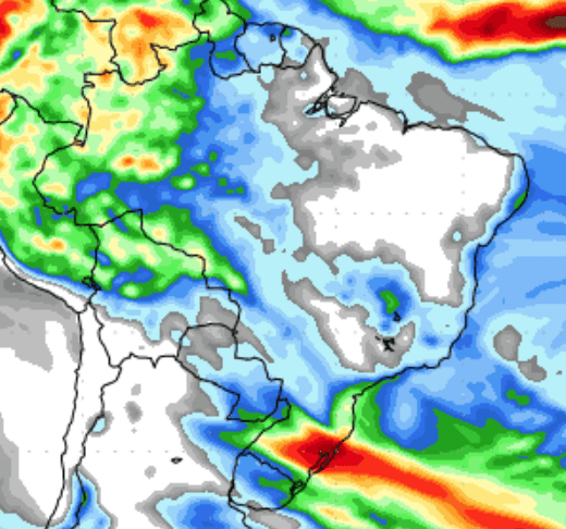 Figura 2: mapa da previsão de chuva para a 2ª semana (12/09/2023 a 19/09/2023); fonte: GFS