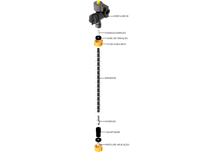 Figura 1 - Vista explodia do pingente para aplicação de fertilizante líquido