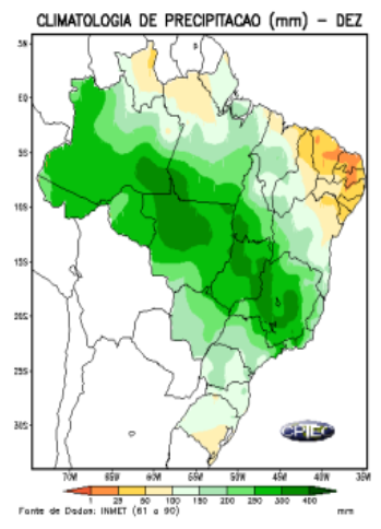 Mapa - Climatologia de precipitação&nbsp;