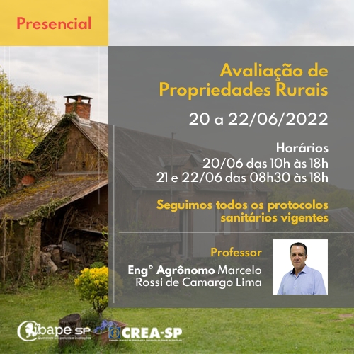 Curso:&nbsp;Avaliação de Propriedades Rurais