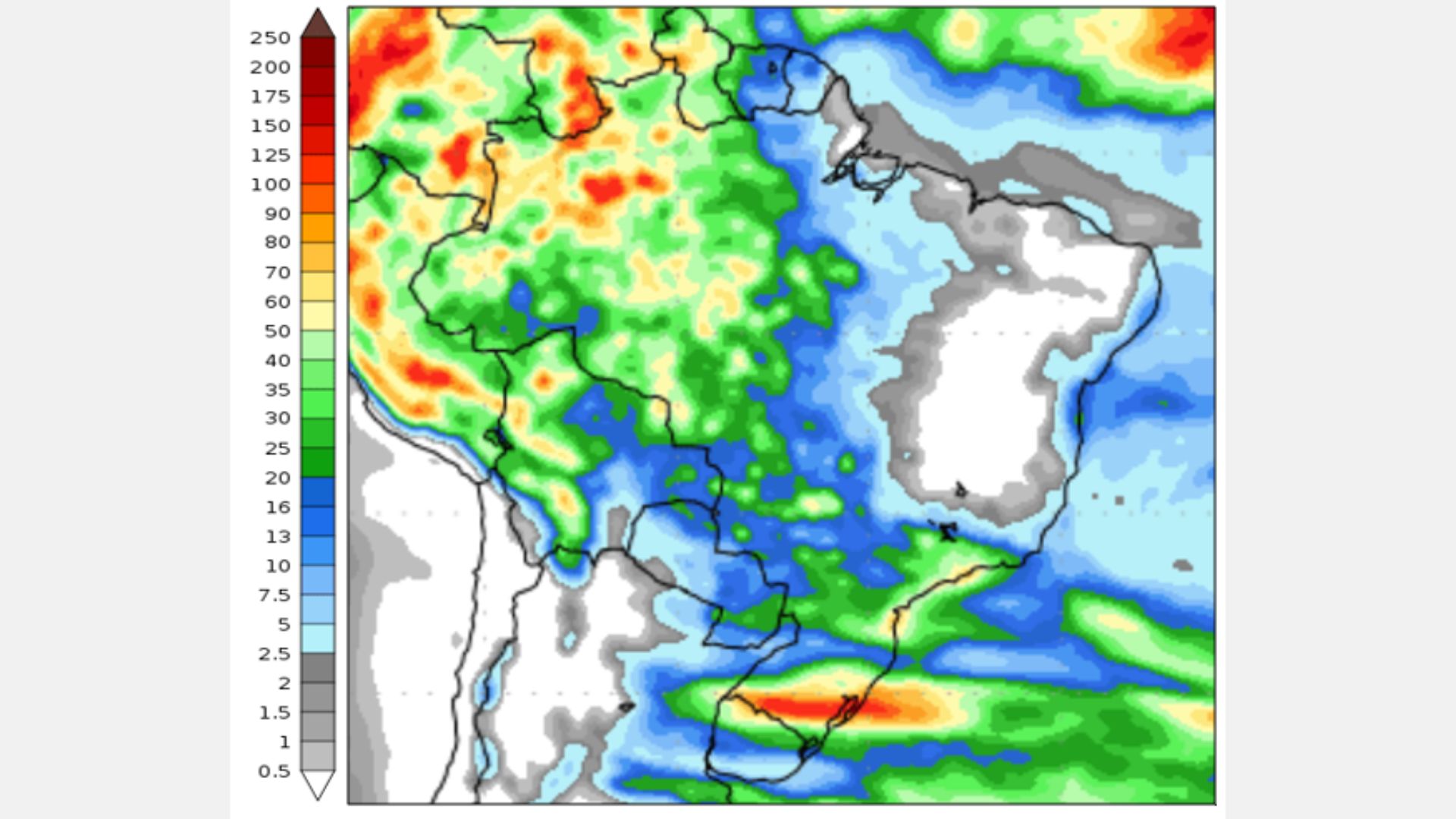 Figura 2: previsão de chuva para 2ª semana (10/10/2023 e 17/10/2023); fonte: GFS