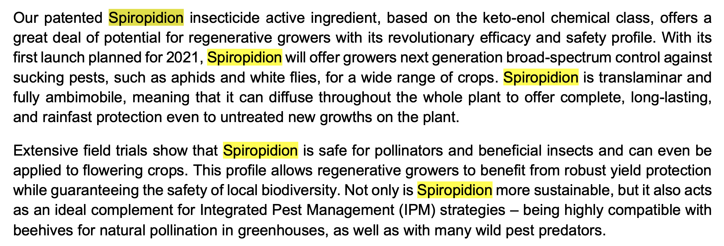 Descrição da molécula em publicação da Syngenta