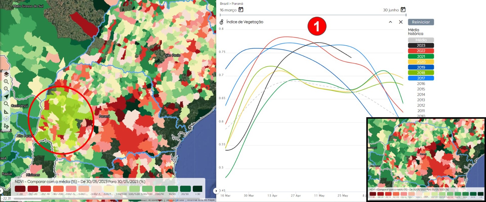 Paraná, região leste, Fonte: EarthDaily Agro