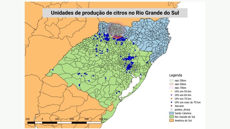 Unidades de produção de citros no RS; Foto: Divulgação Seapdr