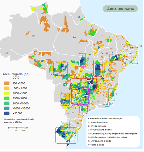 &nbsp; &nbsp;Área da agricultura irrigada no Brasil