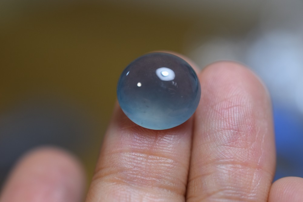 R23-185 上質 近円 宝石質 氷種 天然グアテマラ産 藍水 A貨 本翡翠