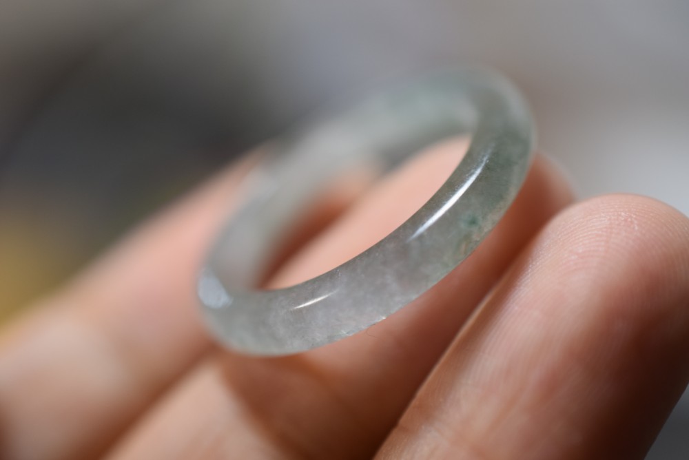 Mika-Jewelry-HS174 美品 23.5号 ミャンマー産 天然 煙灰藍 本翡翠 リング 指輪 硬玉 くりぬき