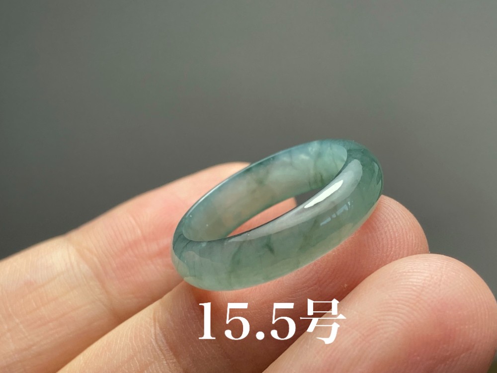 L23-181 氷糯種 青緑色 15.5号 天然ドグアテマラ産 藍水 A貨 本翡翠