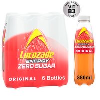 Lucozade Energy Zero Sugar Drink Original 6x380ml