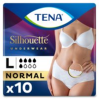 TENA Silhouette Normal Blanc Low waist incontinence underwear Large 10 Pack