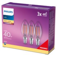 Philips LED Clear E14 Small Edison Screw 4.3W (40 Equivalent) Non-Dimmable Warm White 3 Pack