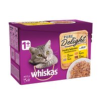 Whiskas Pure Delight Adult Cat Food Pouches Poultry in Jelly 12 x 85g