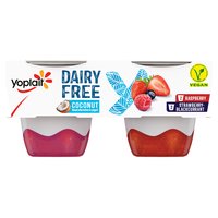 Yoplait Dairy Free Coconut, Raspberry and Strawberry-Blackcurrant 4 x 100g (400g)