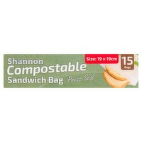 Shannon Compostable Sandwich Bag Press Seal 15 Bags