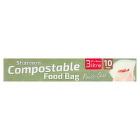 Shannon Compostable Food Bag Press Seal 3 Litre 10 Bags