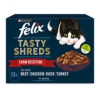 Felix Tasty Shreds Farm Selection in Gravy Wet Cat Food 12 x 80g