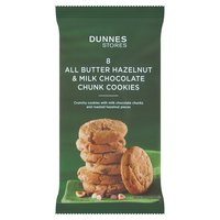 Dunnes Stores 8 All Butter Hazelnut & Milk Chocolate Chunk Cookies 160g