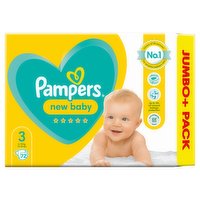 Pampers New Baby Size 3, 72 Nappies, 6kg-10kg, Jumbo+ Pack