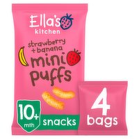 Ella's Kitchen Organic Strawberry and Banana Mini Puffs Multipack Baby Snack 10+ Months 4x8g