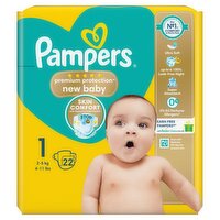 Pampers Premium Protection New Baby Size 1, 22 Nappies, 2kg - 5kg, Carry Pack