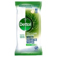 Dettol Tru Clean Antibacterial Multi Surface Wipes Crisp Pear 80 Wipes