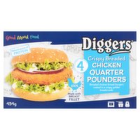 Diggers 4 Crispy Breaded Chicken Quarter Pounders 454g