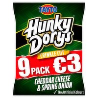 Tayto Hunky Dory's Crinkle Cut Cheddar Cheese & Spring Onion Flavour Potato Crisps 9 x 25g