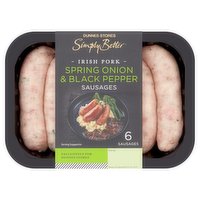 Dunnes Stores Simply Better 6 Irish Pork Spring Onion & Black Pepper Sausages 380g