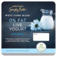 Dunnes Stores Simply Better 0% Fat Live Yogurt Natural 4 x 125g (500g)