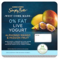 Dunnes Stores Simply Better 0% Fat Live Yogurt Alphonso Mango & Passion Fruit 4 x 125g (500g)