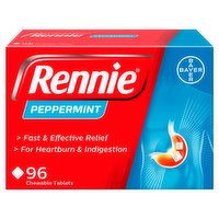 Rennie Peppermint 680mg/80mg Chewable Tablets 96 Chewable Tablets