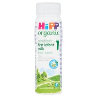 HiPP Organic 1 First Infant Baby Milk Ready to Feed Liquid Formula, From Birth, 200ml