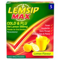 Lemsip Max Cold & Flu Hot Lemon 1000mg Powder 5s