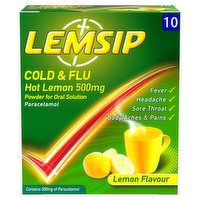 Lemsip Cold & Flu Hot Lemon 500mg Powder 10s