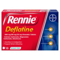 Rennie Deflatine Chewable Tablets Sugar Free Mint 18 Tablets