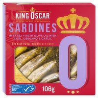 King Oscar Sardines in Extra Virgin Olive Oil with Basil, Oregano & Garlic 106g