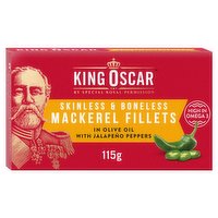 King Oscar Skinless & Boneless Mackerel Fillets in Olive Oil with Jalapeño Peppers 115g