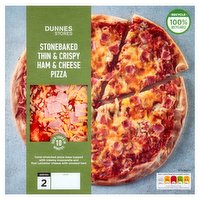 Dunnes Stores Stonebaked Thin & Crispy Ham & Cheese Pizza 348g