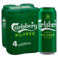 Carlsberg Danish Pilsner Lager Beer 4 x 500ml Can