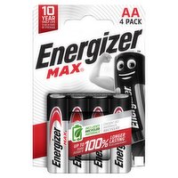 Energizer Max AA Batteries, Alkaline, 4 Pack