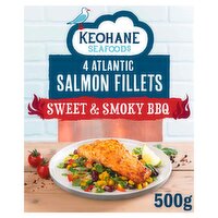 Keohane Seafoods 4 Atlantic Salmon Fillets Sweet & Smoky BBQ 500g