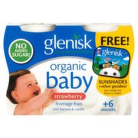 Glenisk Organic Baby Strawberry Fromage Frais with Banana & Vanilla +6 Months 4 x 60g (240g)