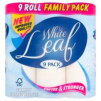 White Leaf 9 Family Toilet Tissue